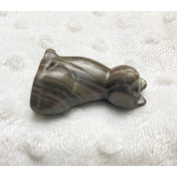 Vintage Hand Carved Polished Tigers Eye 2" Cat Figure - Picture 6 of 7